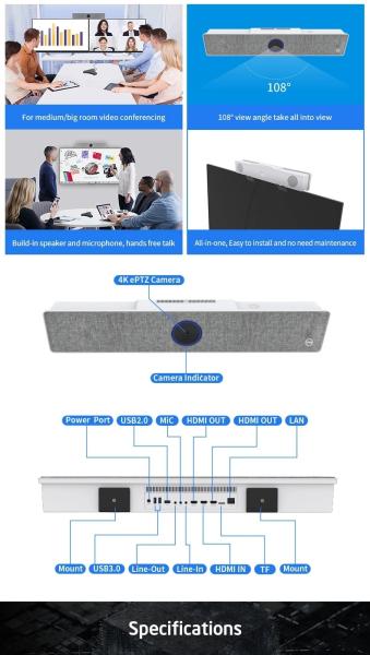 4K camera all in one Android video conference endpoint or best hd webcam for video conferencing
