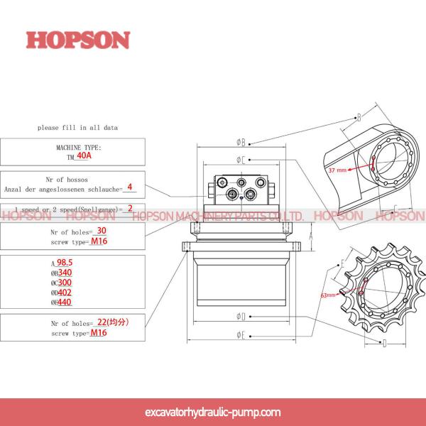 Costume PC60 SK60 SH60 E70B d'entraînement de  Excavator Travel Motor Final