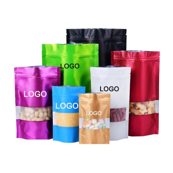 Gravure Printing PE Plastic 35g Glossy Pure Gold Mylar Plastic Stand Pouch Food Packaging Die Cut Mylar Bag