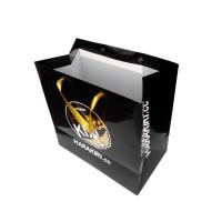 Logo noir de feuille d'or de corde de Tote Bags With Satin Ribbon d'euro de papier imprimé par coutume