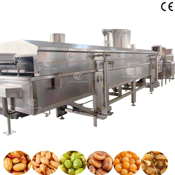 SUS304 500～800 Kg/h Automatic Continuous Frying Machine For Snack Food French Fries Nuts Meat Peanut Industrial Grade