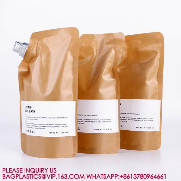 OEM ODM Eco-Friendly Recyclable Kraft Spout Pouch Shampoo Skincare Lotion Refill Bag