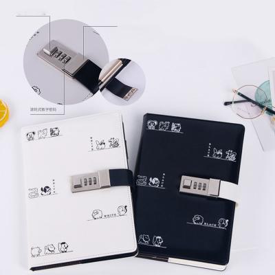 Hardcover A5 Pu Leather Diary with Coded Lock Promotion Journal Pen Notebook Set