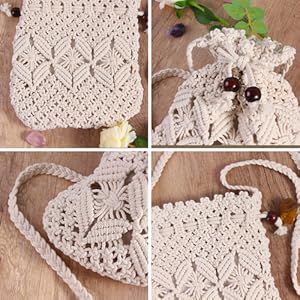 Boho Crossbody Summer Beach Bag - Handwoven String Boho Crochet Purse Straw Beach Tote Embroidery Yarn Crochet Bag Luxury Women Handmade Crochet Raffia Beach Bag