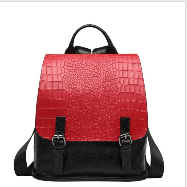 Genuine Leather Backpacks Cowhide School Bags for Women Fahion  Alligator Pattern Double Shoulder Bags