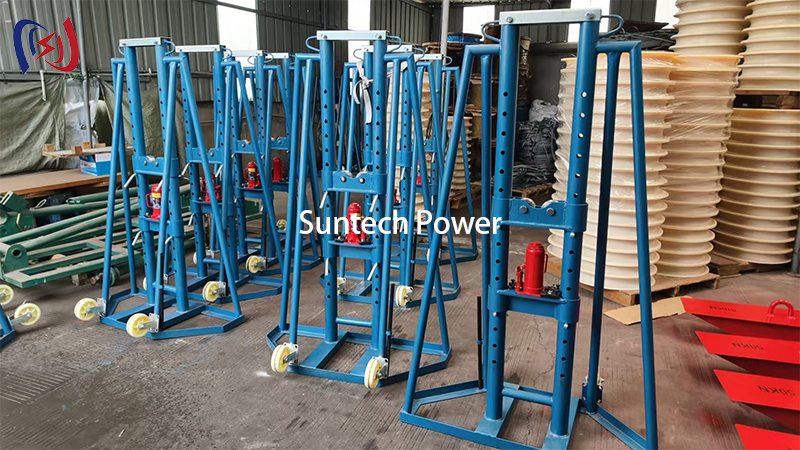 Hydraulic Cable Reel Stand with 50-300KN Rated Load for 2400-5000mm Diameter Reels and Hydraulic Powered Lifting
