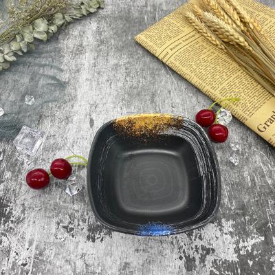 5 Inch Black Rectangular Melamine Salad Bowl Matt Finish BPA Free