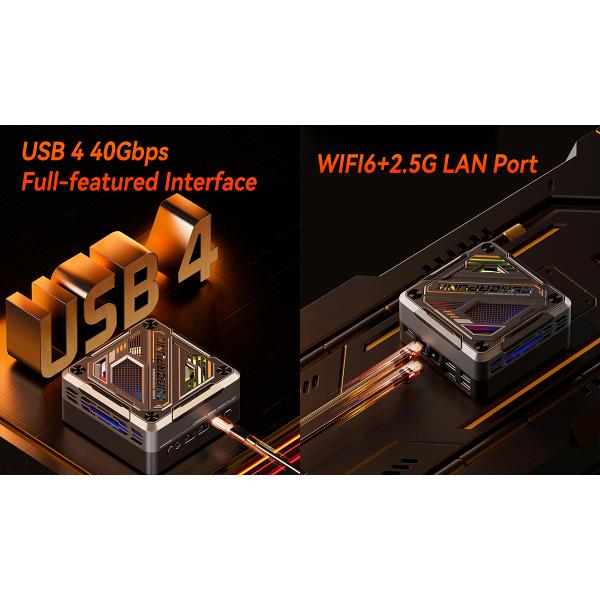 Двойной 2.5G Ethernet AMD игровой компьютер с M2 SSD и WiFi поддерживает 4K HD дисплей