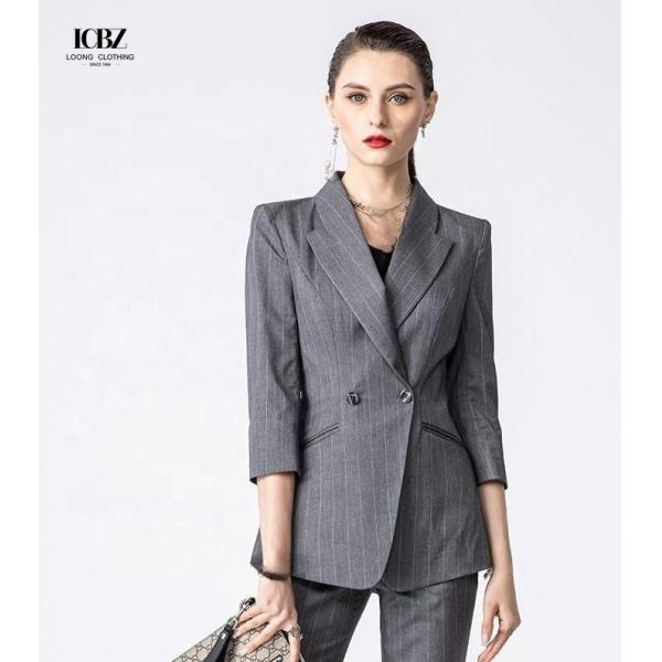 Женское офисное платье на заказ Тёмно-серый полосатый профессиональный рабочий костюм