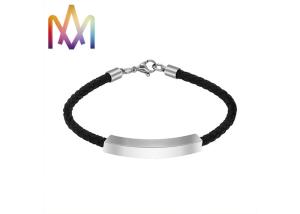 8g Arc Shaped Mens Custom Engraved Leather Bracelets
