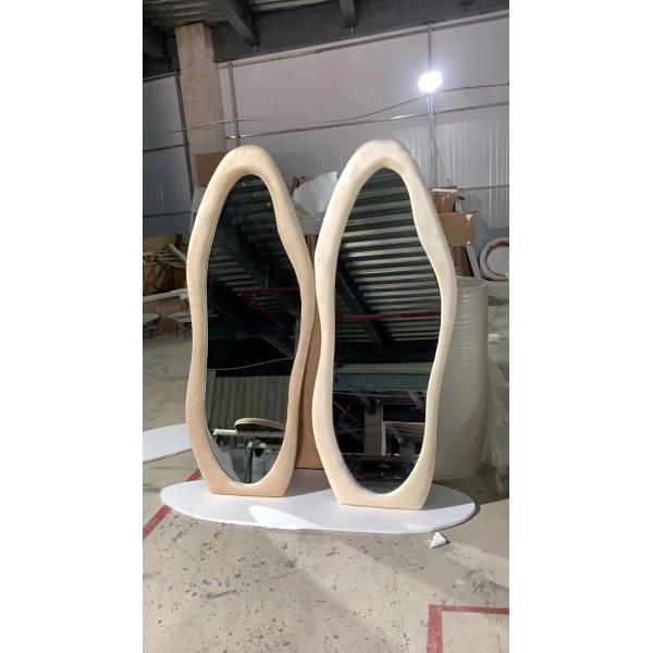 Floor Standing Large Arch Lighted Full Body Length Mirror with LED Lights in Silver