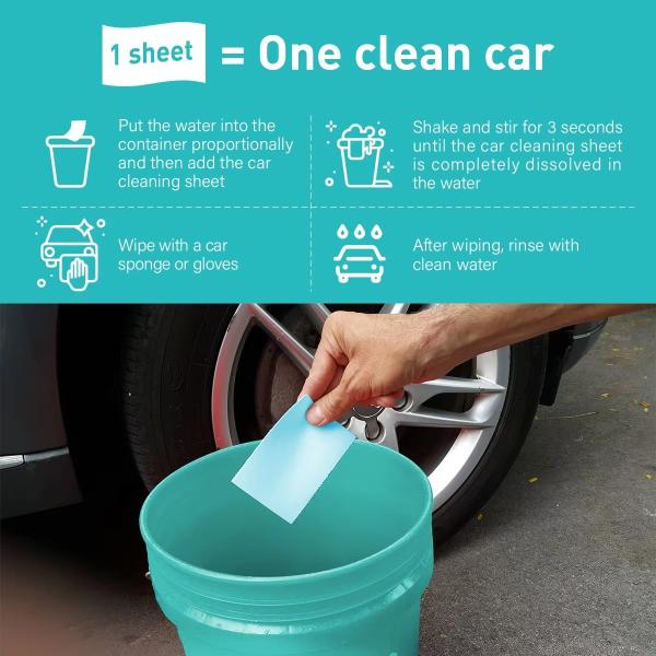 Natural Biodegradable Car Cleaning Sheets Space Saving Design Lightweight