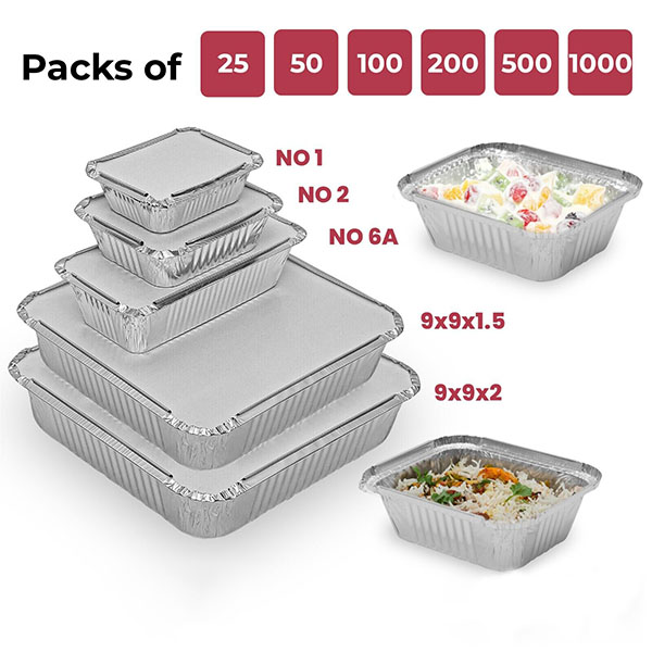 10 20 50 PCS Food Grade Disposable Small Aluminum Foil Food Containers With Lids