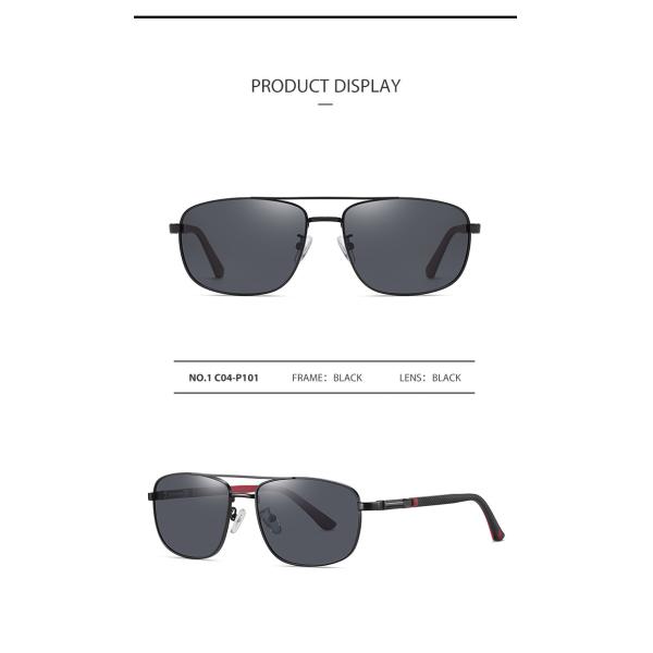 Classic Retro Rectangular Metal Sunglasses Polarized Shatterproof