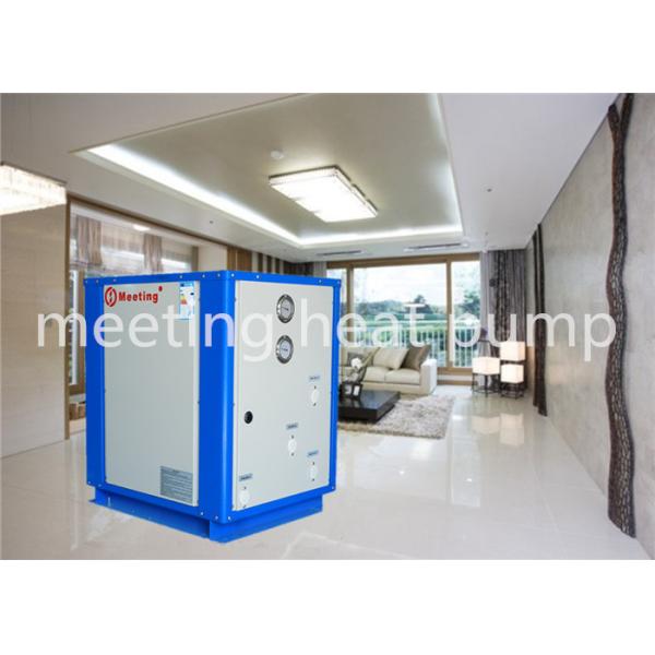 Water source heat pump electric water heater for domestic hot water radiator heating cooling