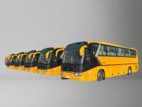 Un autobús King Long amarillo de segunda mano con un motor Yuchai de 63 asientos y transmisión manual