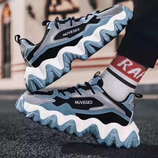 Color Matching Men's Sport Shoes Wear Resistance wave chunky sole sneakers