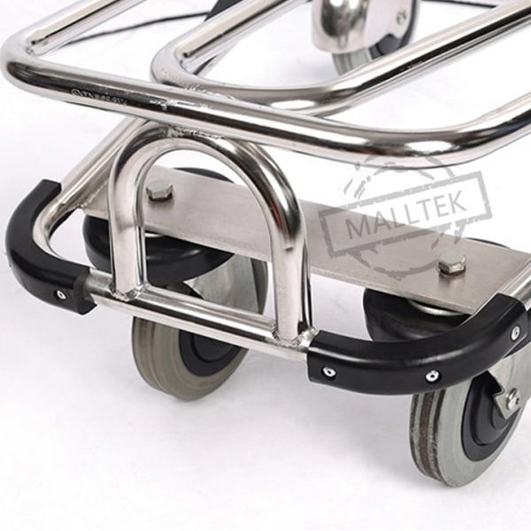 Load 250KG Stainless Steel Airport Trolley 2 Tier 4 Wheels With Brakes