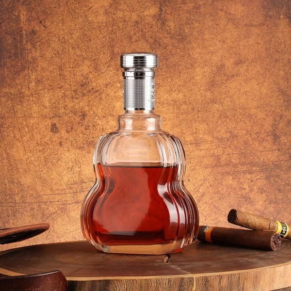 250ml 375ml 500ml Unique Shape Glass Tequila Bottle with Sealed Cork Lid Hot Stamping