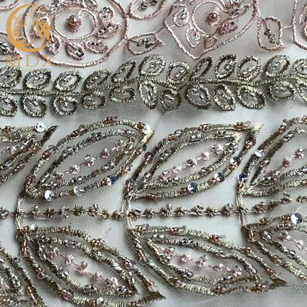 Подгонянная вышивка золота шнурует Handmade вышитую бисером декоративную ткань шнурка