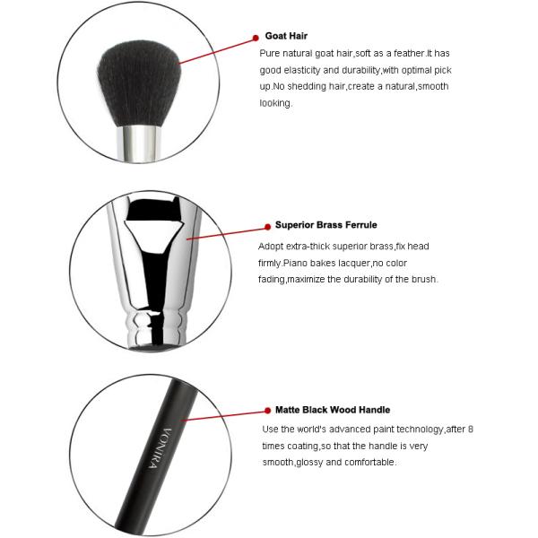 Верхний сегмент краснеет щетка макияжа с дополнительной мягкой щеткой порошка макияжа волос козы