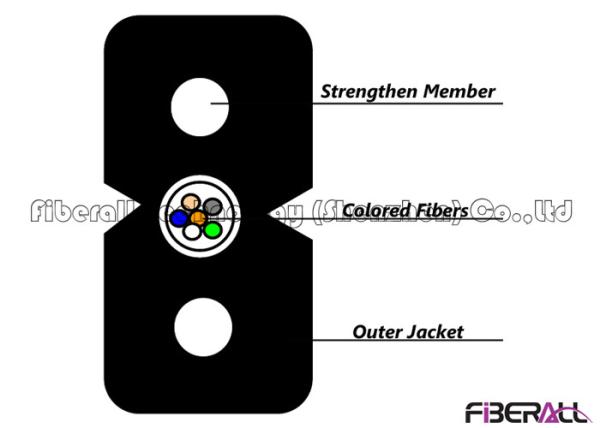Single Fibers FTTH Drop Fiber Cable , Flat Ftth Fiber Optic Cable 4 Ribbon
