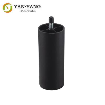 Furniture leg black Rounded column Plastic Leg for Sofa with screw