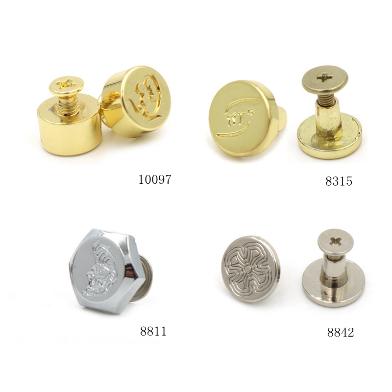 12mm Bag Rivets Customized Leather Studs Hexagon With Branding Name