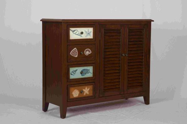 3 Adjustable Shelves Home Wood Furniture Cabinet With 4 Pattern Storage Drawers