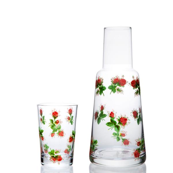 Countryside Design Flower Decal Transparent Lead Free Crystal High Quality Handblown Carafe Set