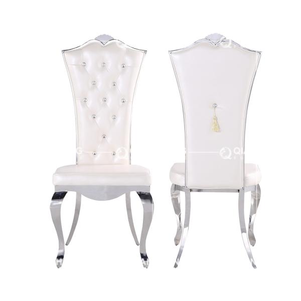 White Modern Crystal PU Leather Dining Chairs 10.5kg 201 Stainless Steel frame
