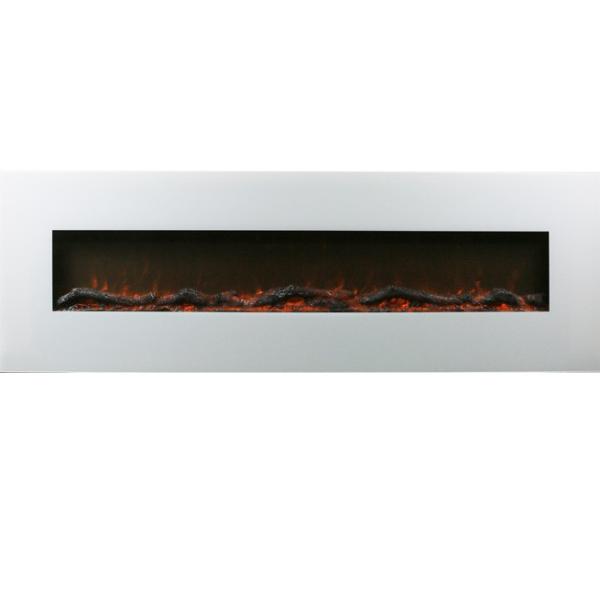 128cm length White Ultra clear Painted Glass pure orange Flame decorative Electric Fireplace Wall mount install
