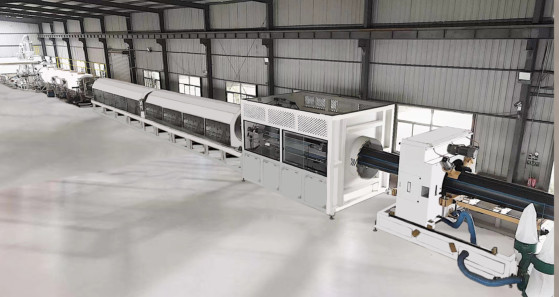 PE Pipe Extrusion Line Equipped With Advanced Extruder Screw And Barrel To Improve Melting Efficiency And Pipe Surface