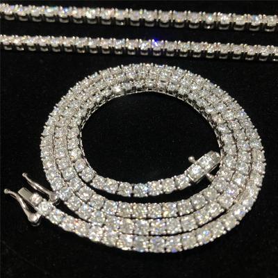 Colar 925 Sterling Silve VVS Diamond Tennis Necklace do tênis de Hip Hop Moissanite