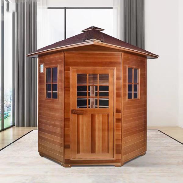 Sauna exterior do vapor da cabine do jardim, sala de madeira exterior da sauna