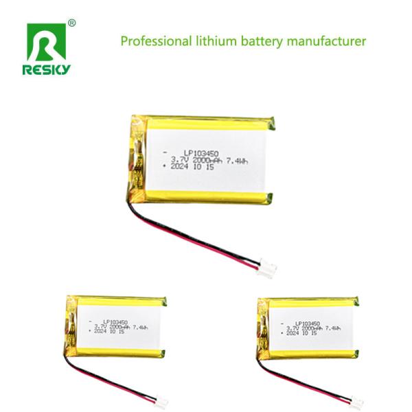 103450 Batería de polímero de litio 3.7V 7.4V 2000mAh Baterías de lipo recargables