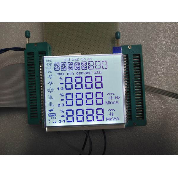 Customized size fstn 14 segment monochrome lcd screen display for 3 three phase energy meter