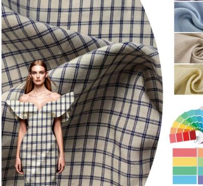 French Eco-friendly Flax Fabrics Check Yarn Dyed 60% Linen 40% Cotton Fabric for Shirt and Clothing