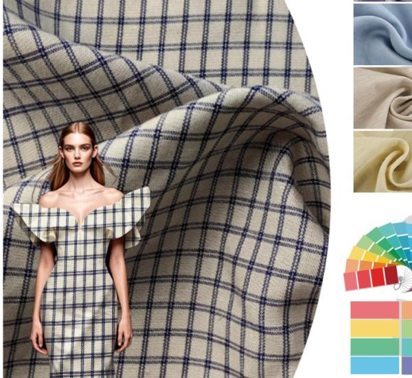 French Eco-friendly Flax Fabrics Check Yarn Dyed 60% Linen 40% Cotton Fabric for Shirt and Clothing