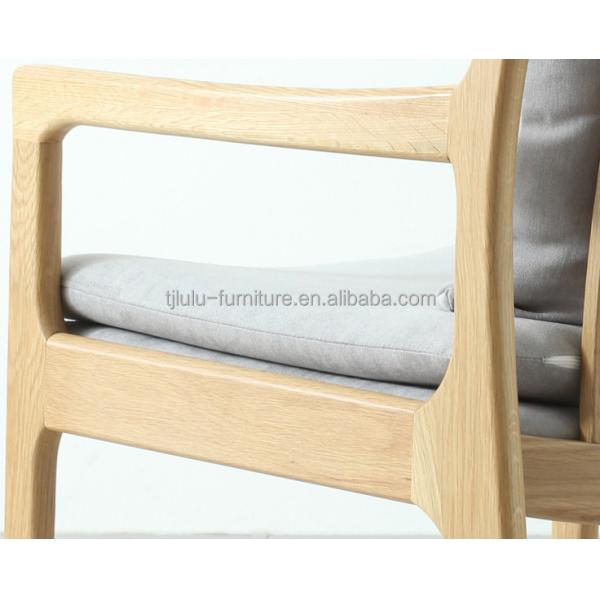Modern Restaurant Hotel Fabric Wooden Armrest Chair Upholstered Wood Dining Chair with Upholstery in Bulk