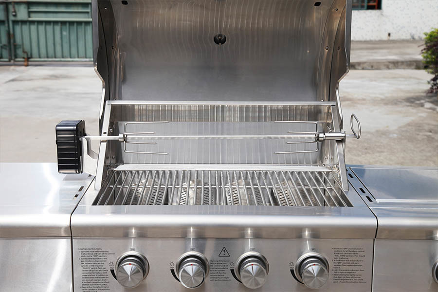 All Stainless Steel Mobile Freestanding BBQ Grill Cabinet With Side Burner