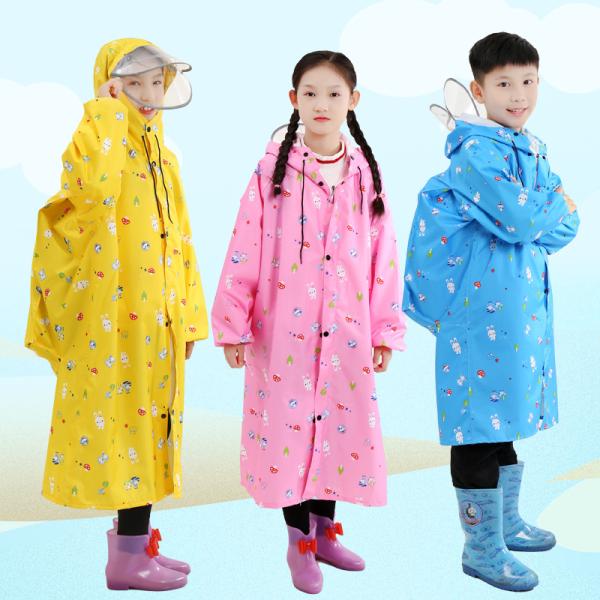 Transparent Long Raincoat RAINWEAR Two-Brimmed Children's Raincoat with One-Piece Poncho