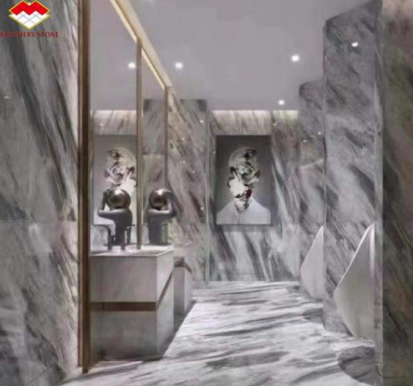 Hotel Interior Design Calcite Marble Step Floor and Stairs with Light in Florence Gray