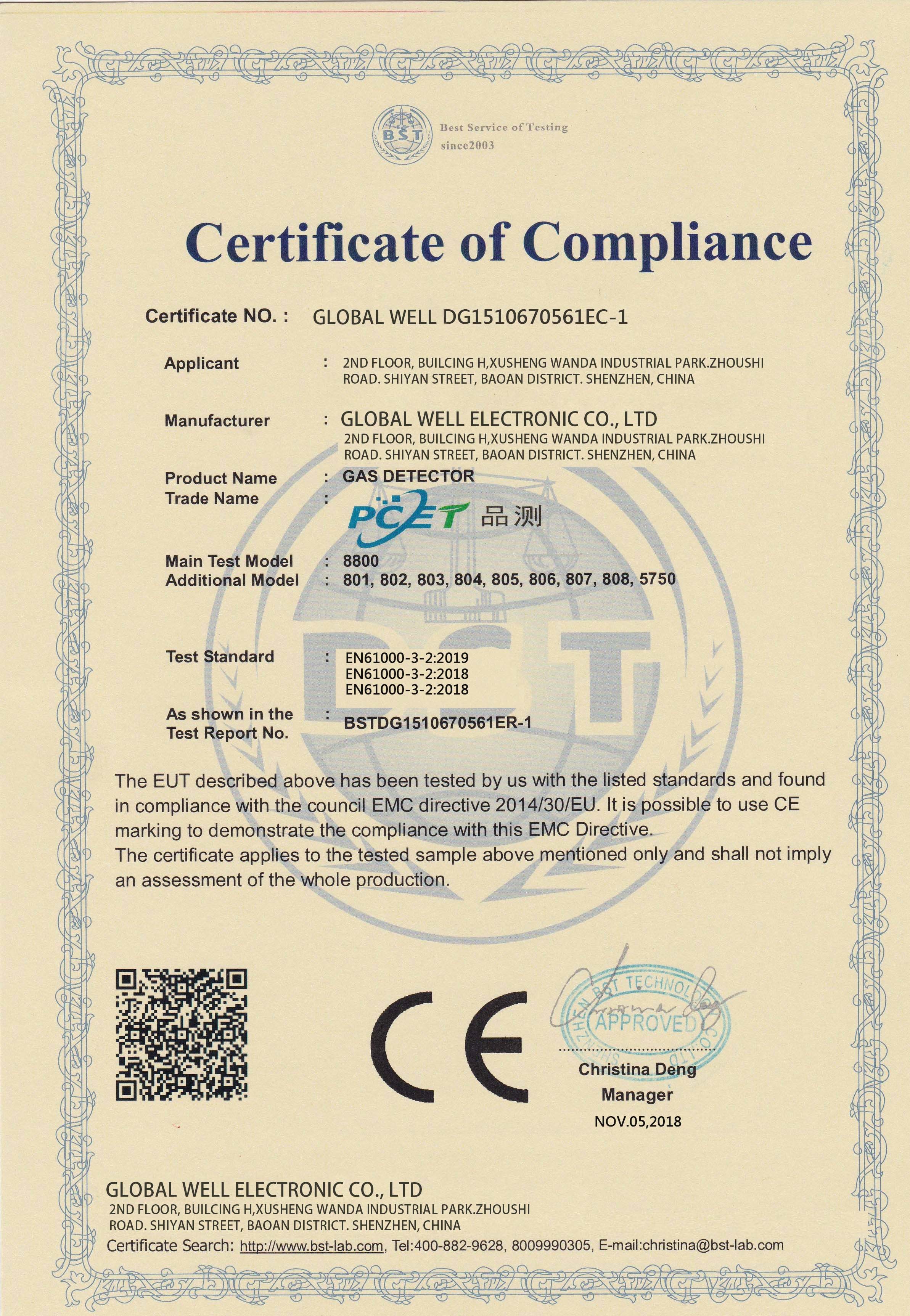 Global Well Electronic Co., LTD Сертификации