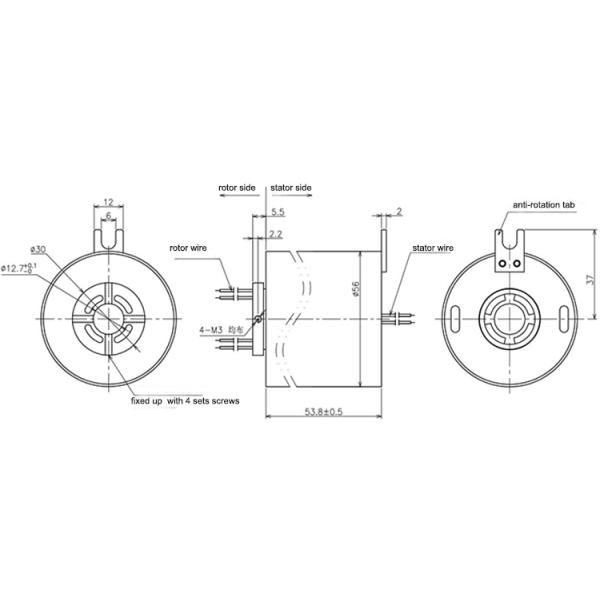 larga vida directa eléctrica del tamaño del anillo colectando del agujero 380VAC 12.7m m con ruina baja del desgaste