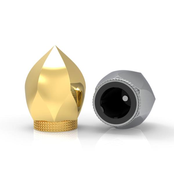 Cubra con cinc el metal de lujo del chapado en oro de la cápsula de perfume de la aleación que pone letras al logotipo modificado para requisitos particulares