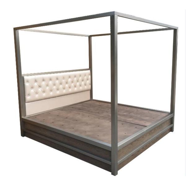 Metal Frame Queen Bedroom Furniture Sets King Bed With Light Oak Wood