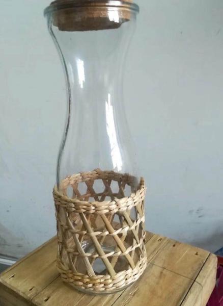 Best selling Seagrass bottle carrier Wicker detox bottle holder Seagrass glass cup holders