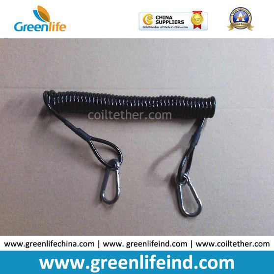 Special Custom Length Plastic Spiral Elastic Lanyard w/Metal Screw Hook Ends