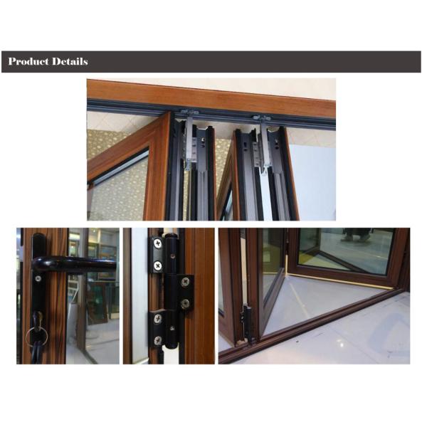 Wood Grain Aluminum Folding Doors Fiberglass Non Thermal Break